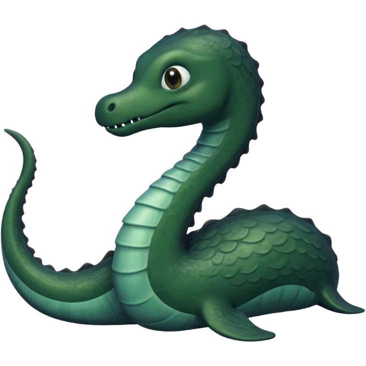 A realistic dark gloomy Loch-Ness-plesiosaurus-monster emoji