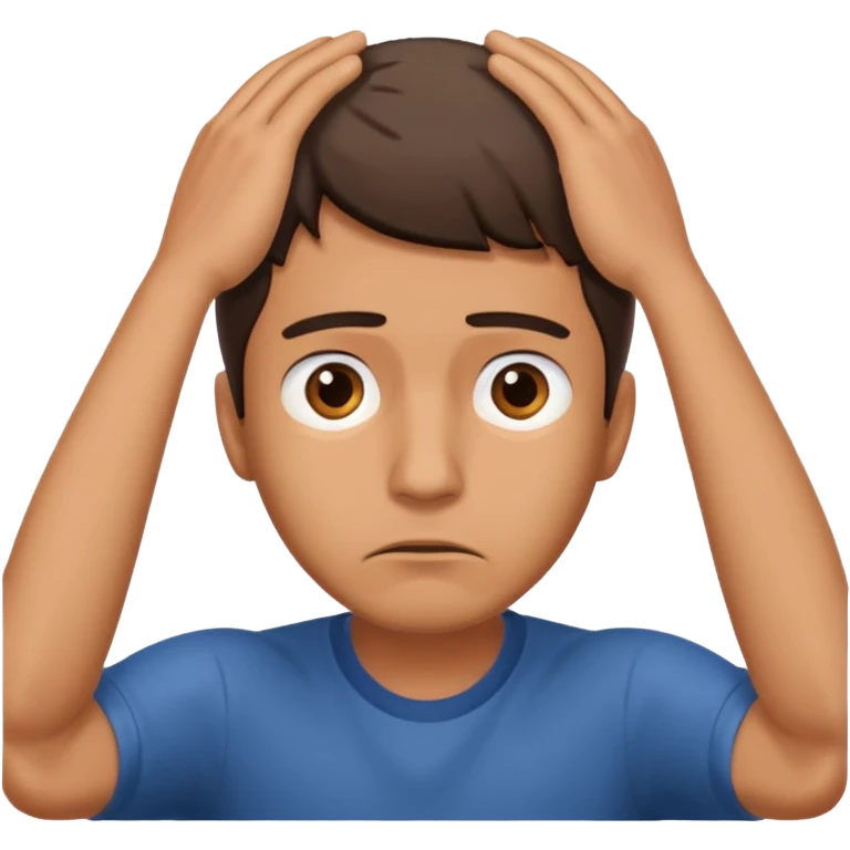 a worried man with the hands over the head emoji