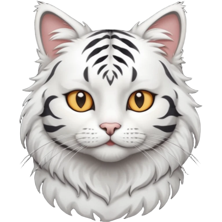 White cat with medium dark gray tiger highlights emoji