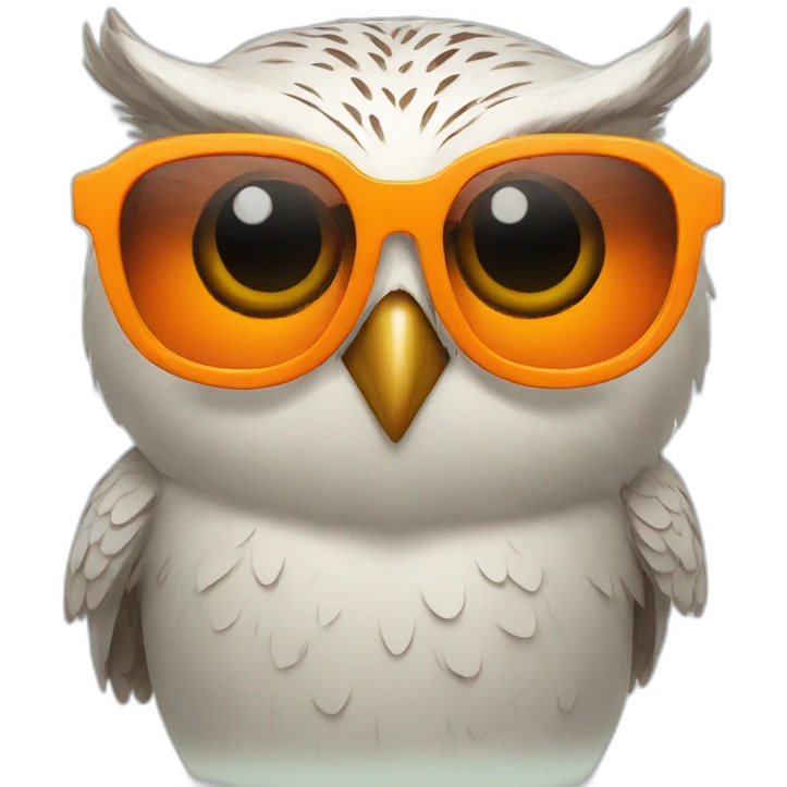 Owl in cool orange sunglasses emoji