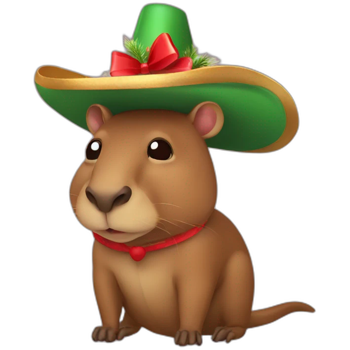 Capibara con sombrero de navidad emoji