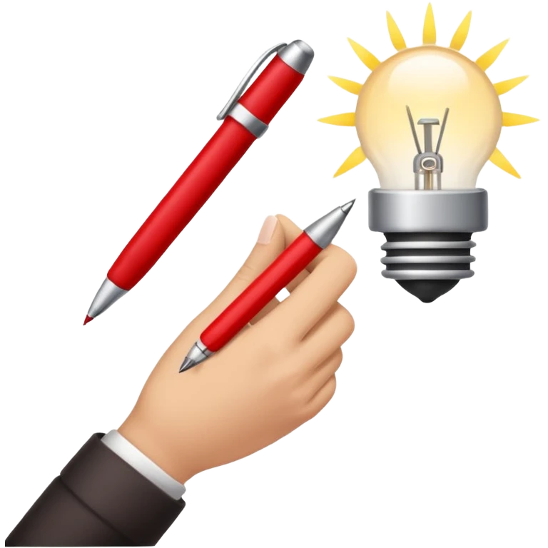 this emoji ✍🏻 with a red pen writing  emoji