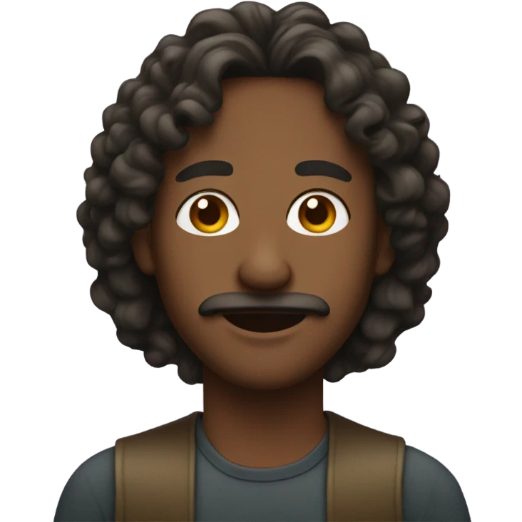 man with dark olive skin and long curls emoji
