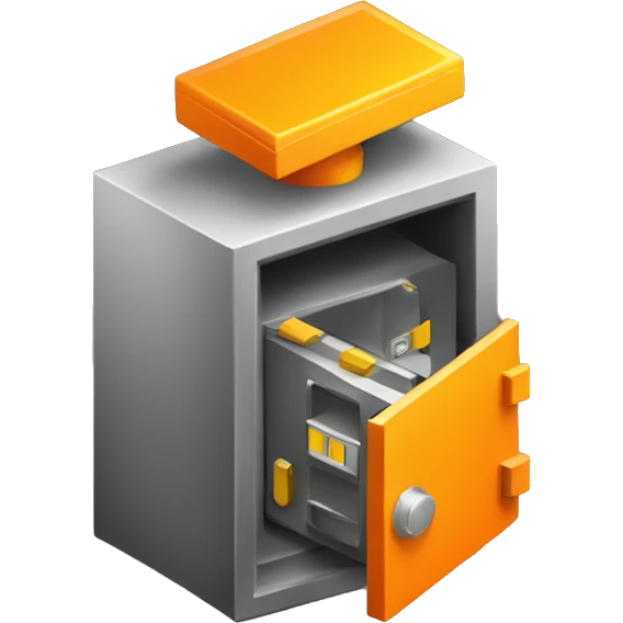 3d  isometric small safe in orange or yellow emoji