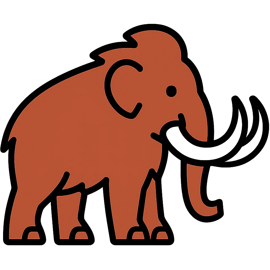 A prehistoric mammoth with large tusks and furry body emoji
