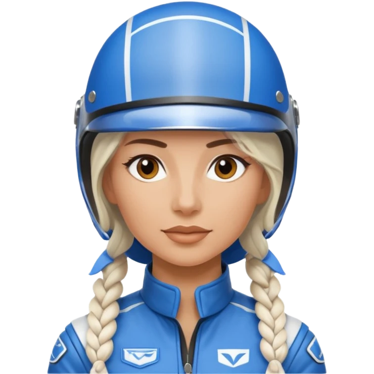 woman with white braided hair in blue racer helmet emoji