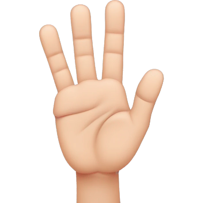 hand with three fingers up, pinky finger and thumb in center of palm of hand emoji