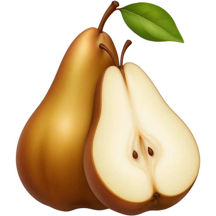 Thicc brown pear cut in half front only emoji
