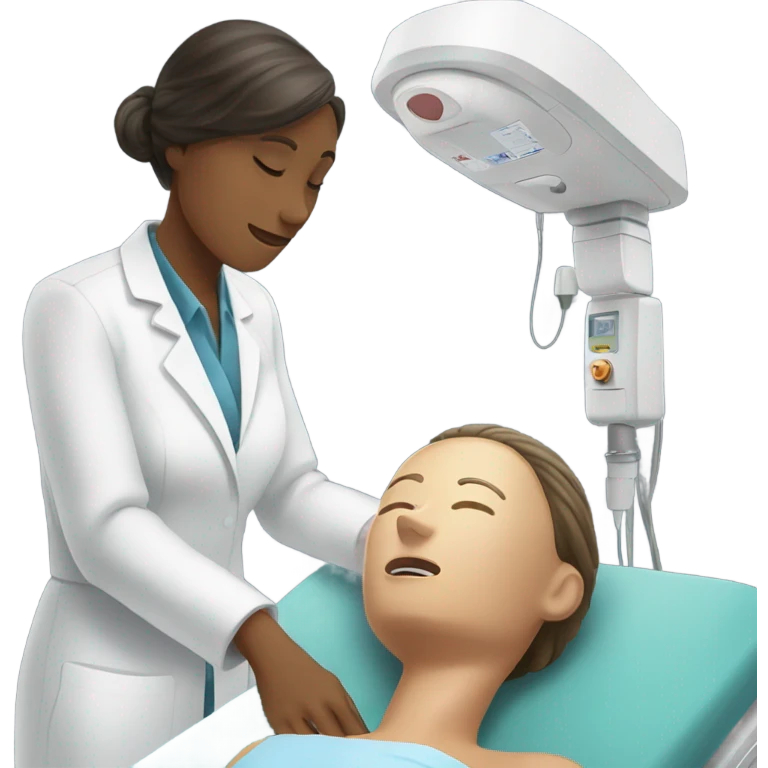 Woman doing radiotherapy on her client emoji