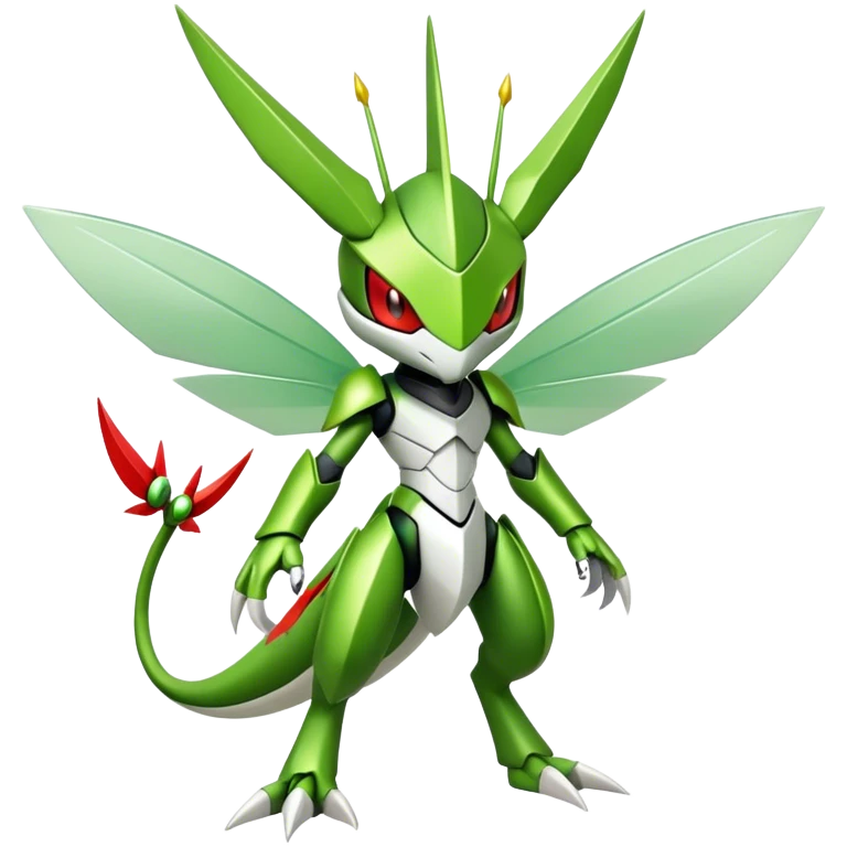 Cute Cool Edgy Shiny Futuristic Ethereal Legendary Kartana-Digimon-Scyther-Scizor-hybrid full body emoji