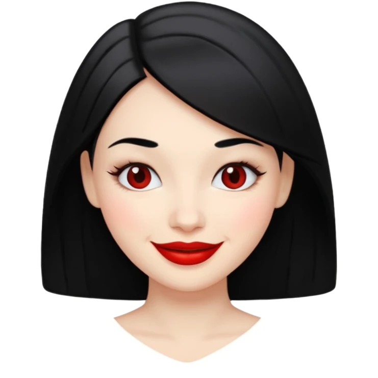 white woman with black hair, smiling face emoji