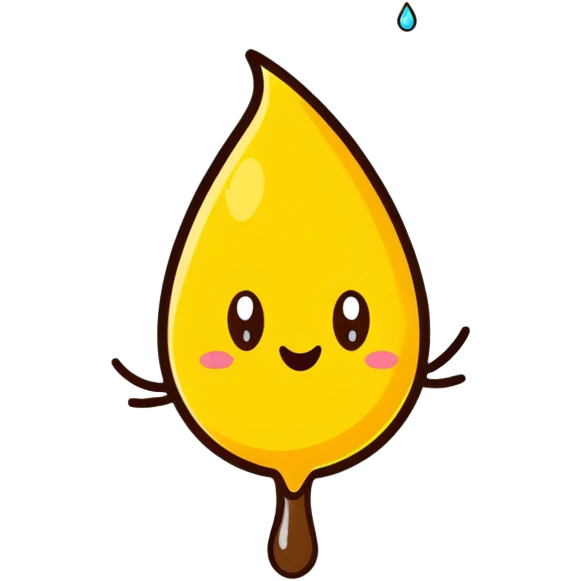 cartoon poop character facing off against a cartoon yellow droplet character, playful emoji