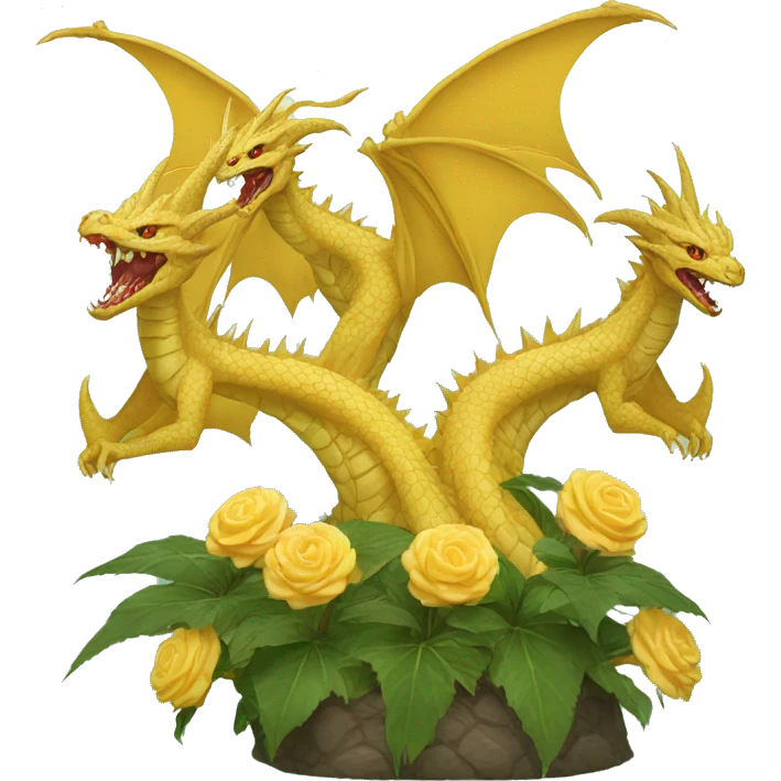 three-headed king ghidorah holding flower emoji