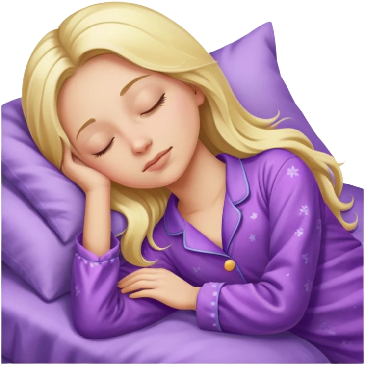 Long blonde hair woman sleeping in purple pajamas  emoji