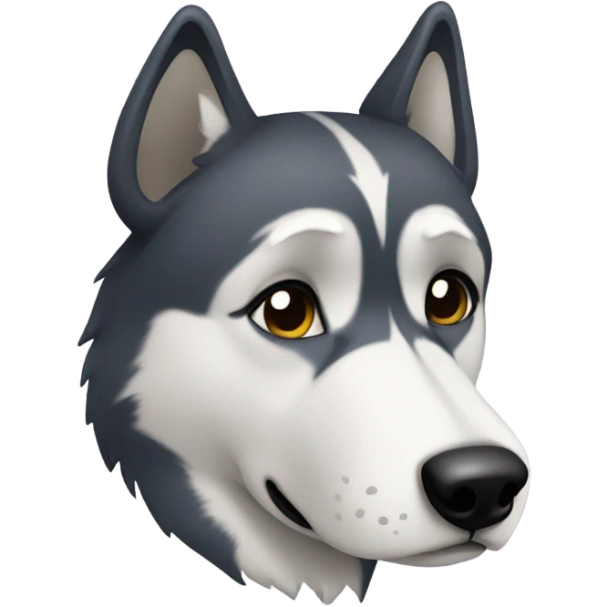 Huskey with a sad face emoji