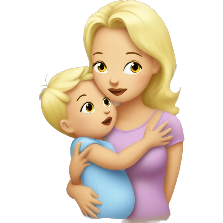 baby kissing mommy blonde emoji