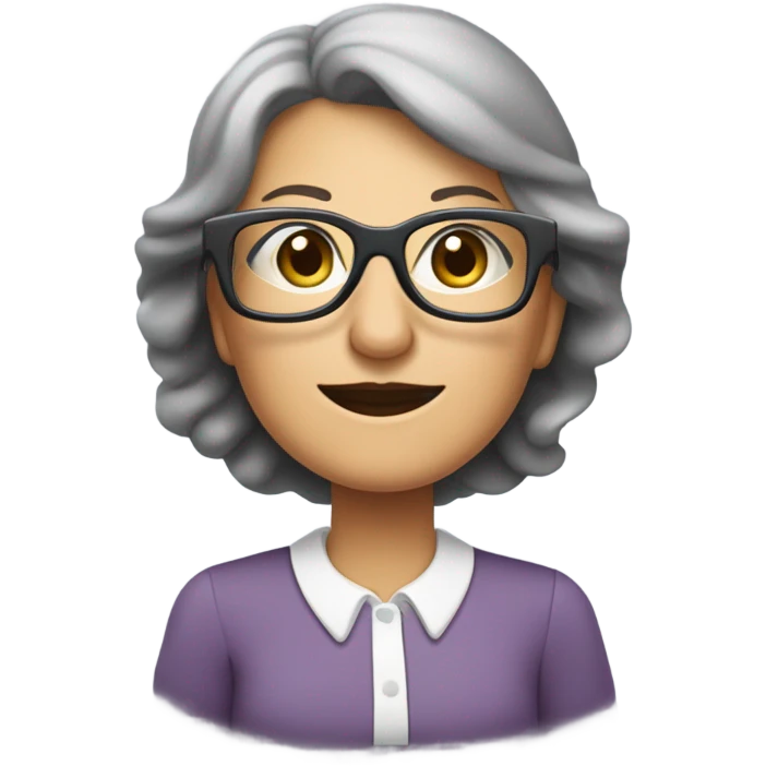 tête d'une grand-mère avec des lunettes carrées arrondies avec un style moderne emoji