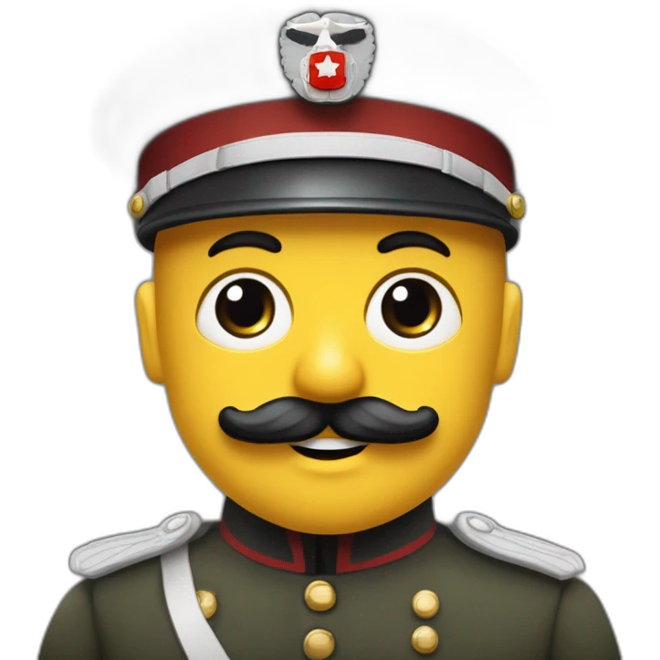 Bonhomme avec une petite moustache des cheveux noir et un uniforme militaire allemand ww2 et un brassard emoji