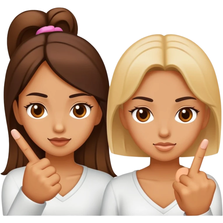 Two girls with a middle finger emoji