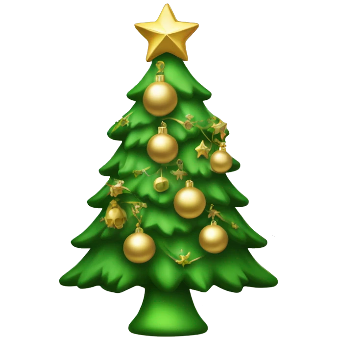 a green Christmas tree with gold ornaments make it a vanilla aesthetic emoji