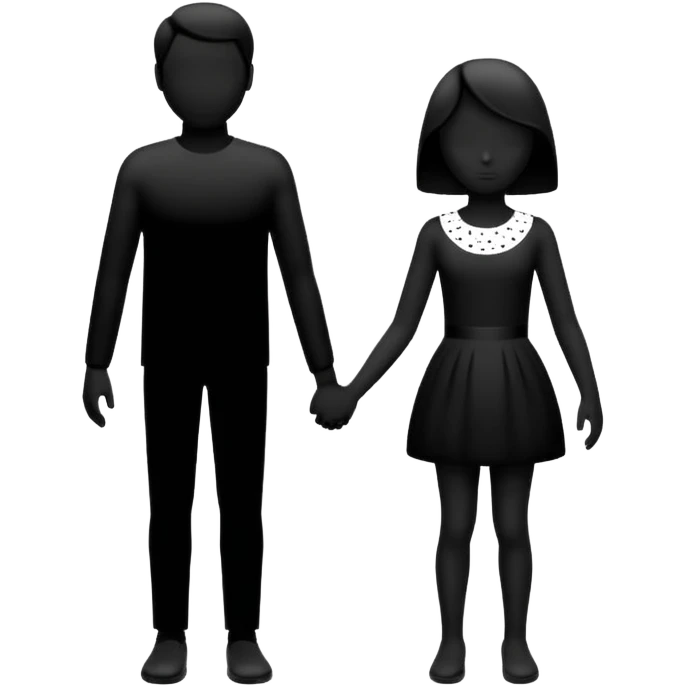 two silhouettes, big and small, standing apart with a dotted line between emoji