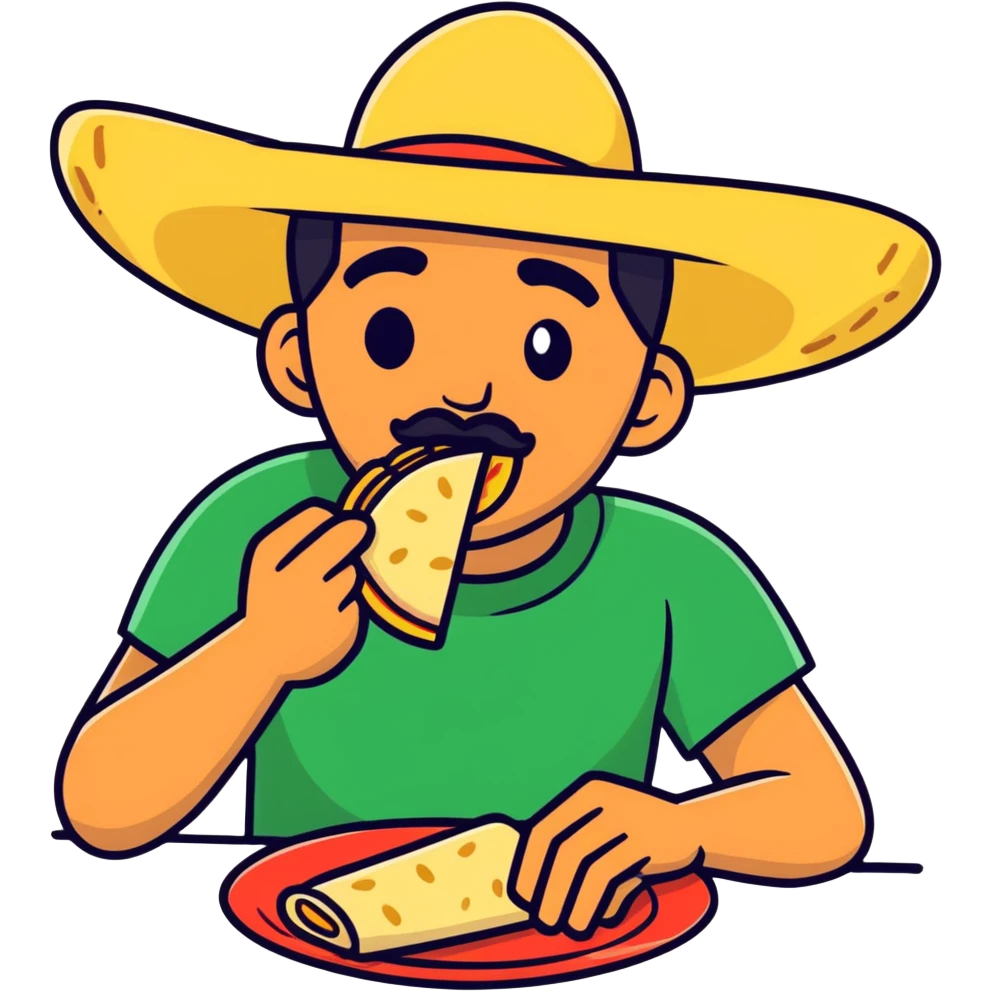 Mexican man eating tortillas emoji