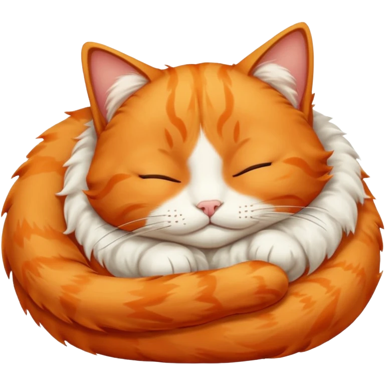 Curled Sleeping Cat orange emoji