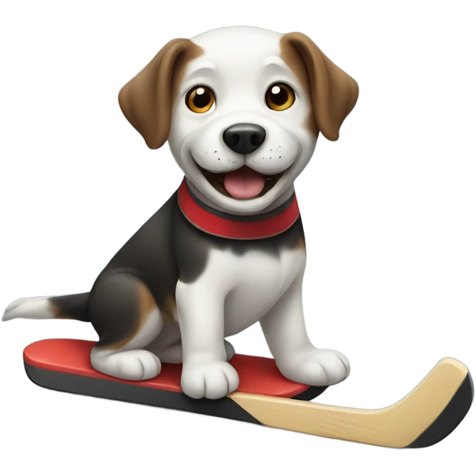 Dog playing hockey emoji