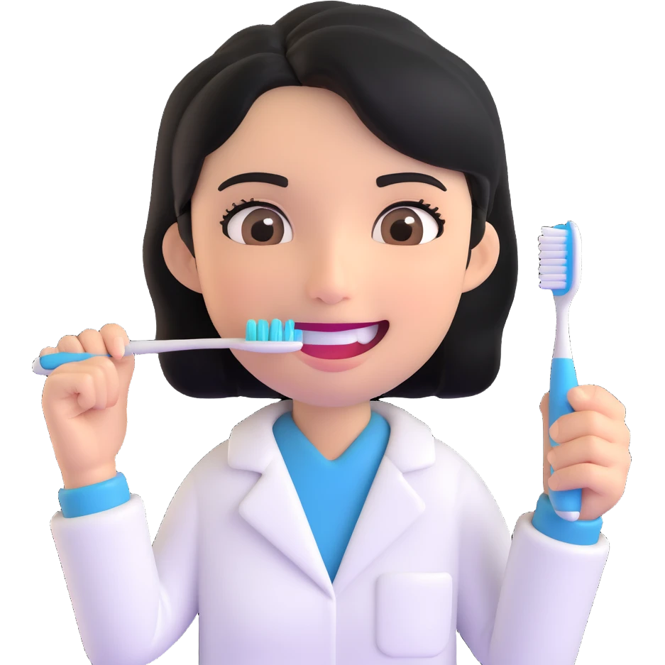 olive skin dentist with black hair, holding a toothbrush, emoji style emoji