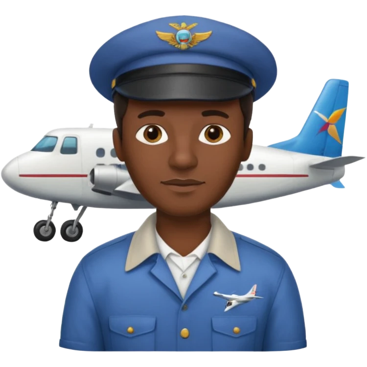 Visage homme créole réunionnais avec chapeau arrive avion emoji