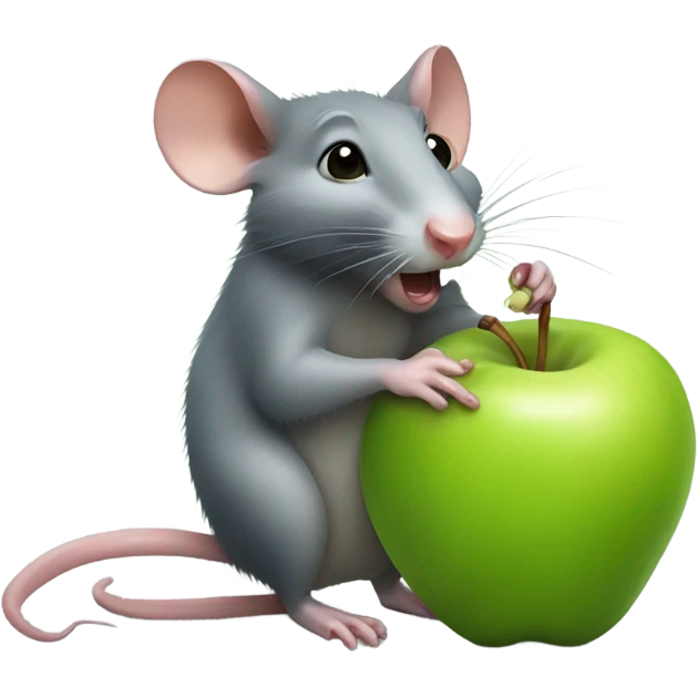 A rat eating a green apple  emoji