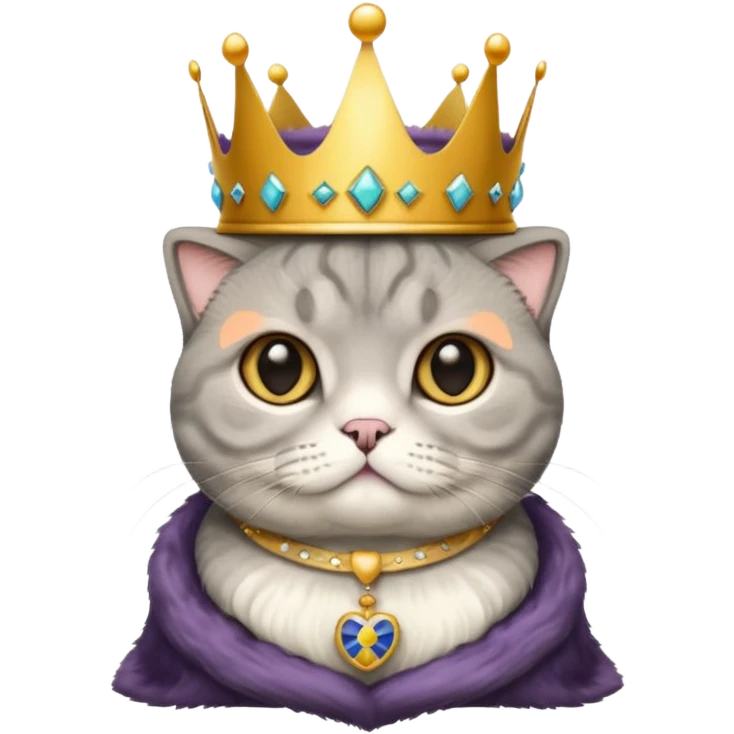 scottish fold with crown emoji