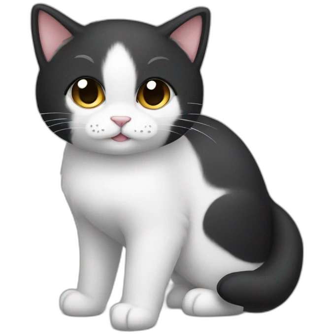 Cute Tux cat The tail is always raised, and the tip of the tail is a small white ball. emoji