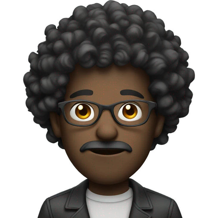 Curly dark hair man with glasses vaping emoji