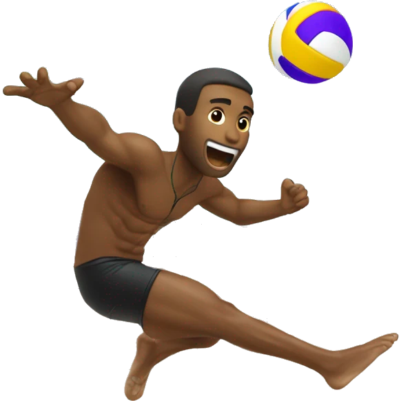Male beach volleyball player jumping to hit ball emoji