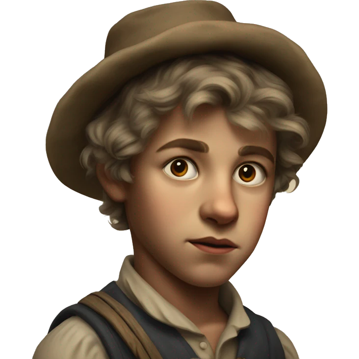19th century peasant boy photorealistic serious emoji
