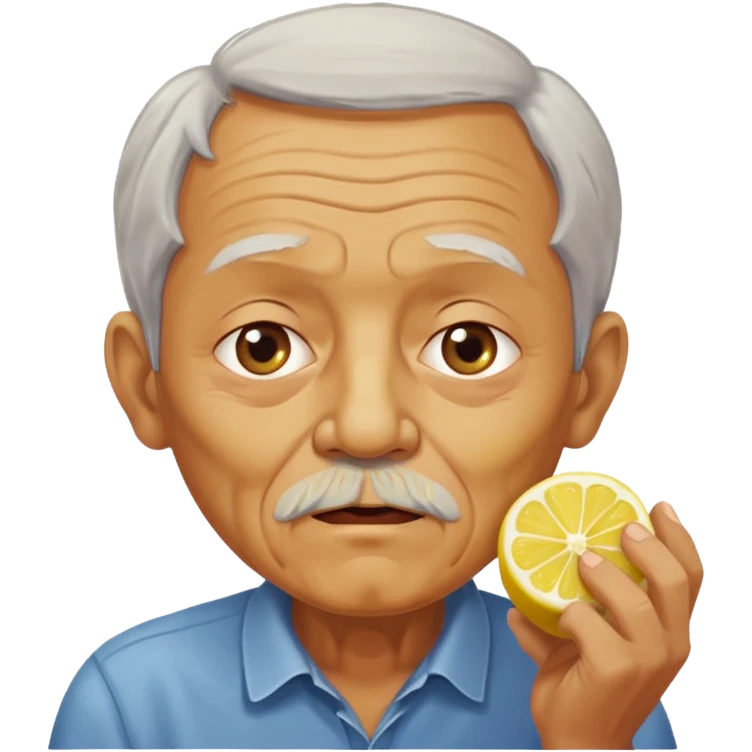 Old man eating lemon emoji