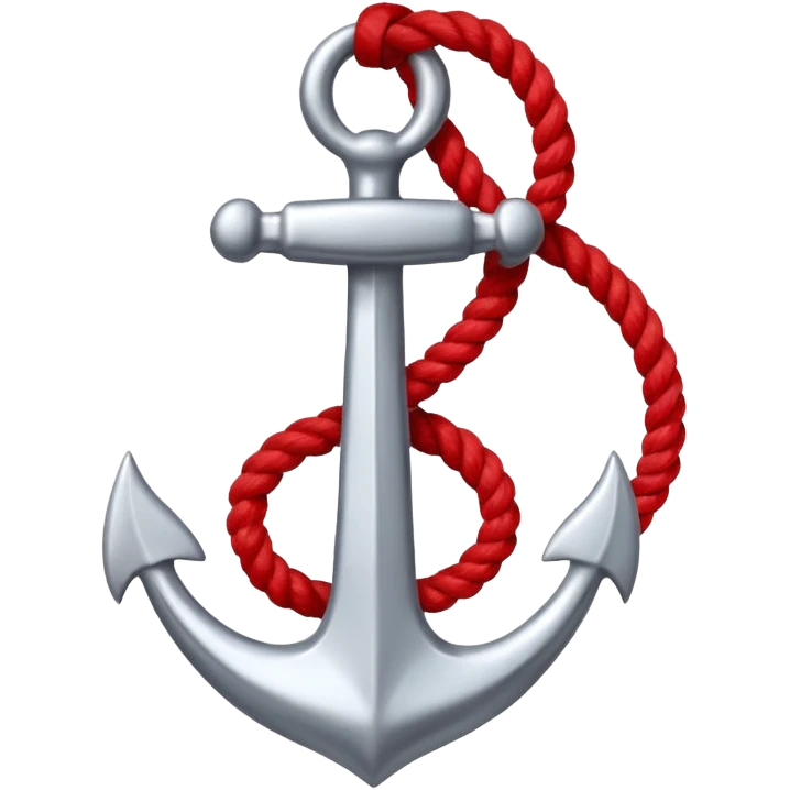 Je veux un emoji encre dans ce style là : ⚓ je veux qu’il représente sentimental par un noeud : 🪢 peut tu me faire l’ancre en argent en gardant la corde rouge plus petite la corde  emoji