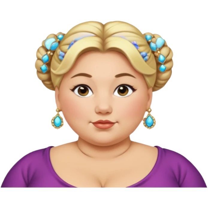 very fat beautiful rich blonde bun haired woman emoji