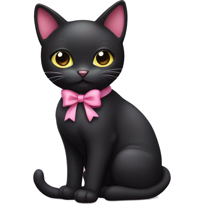 Black cat wearing a pink bow emoji