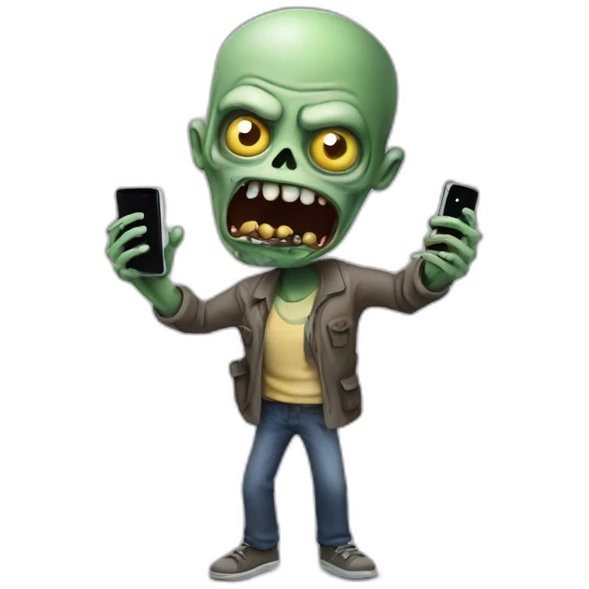 A zombie scrolling on the phone emoji
