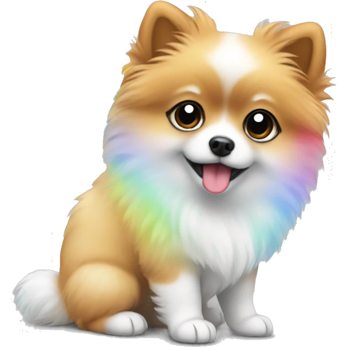 Pomerian puppy with rainbow  emoji
