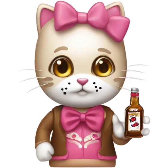 Cute original hello Kitty aesthetic drinking Hennessy emoji