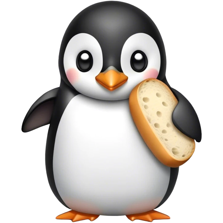  a penguin holding a loaf emoji