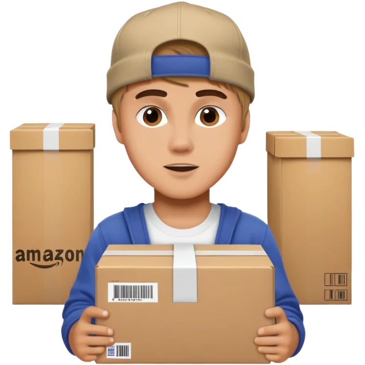 justin beiber delivering amazon packages emoji