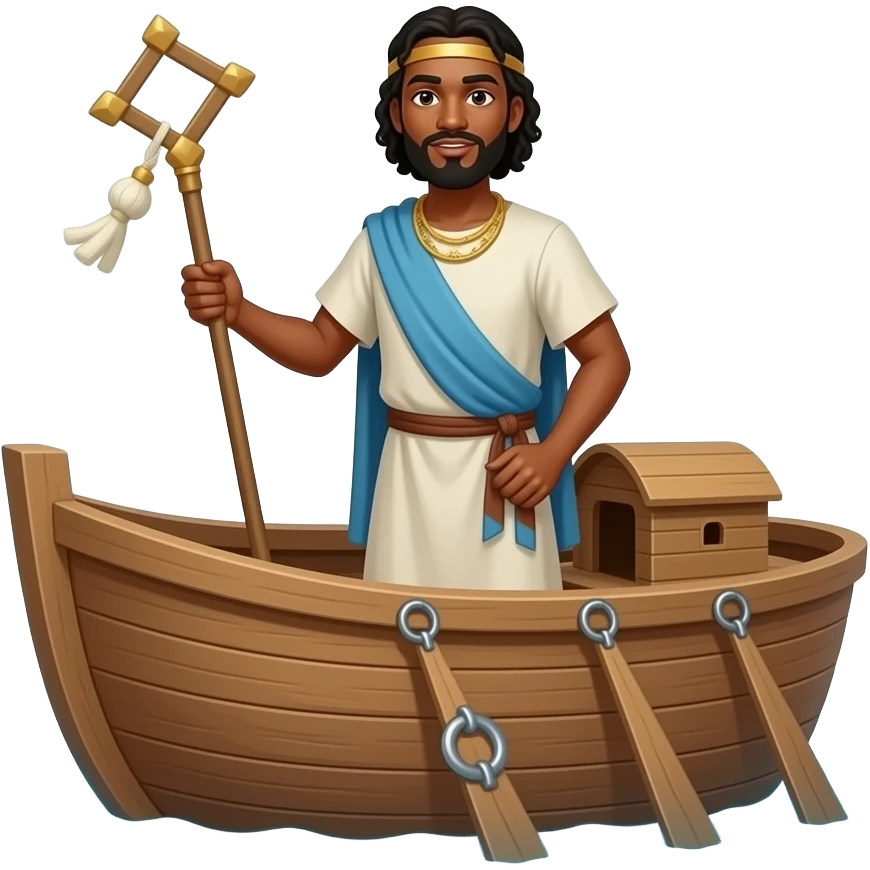 Black man playing Noah with an Ark emoji