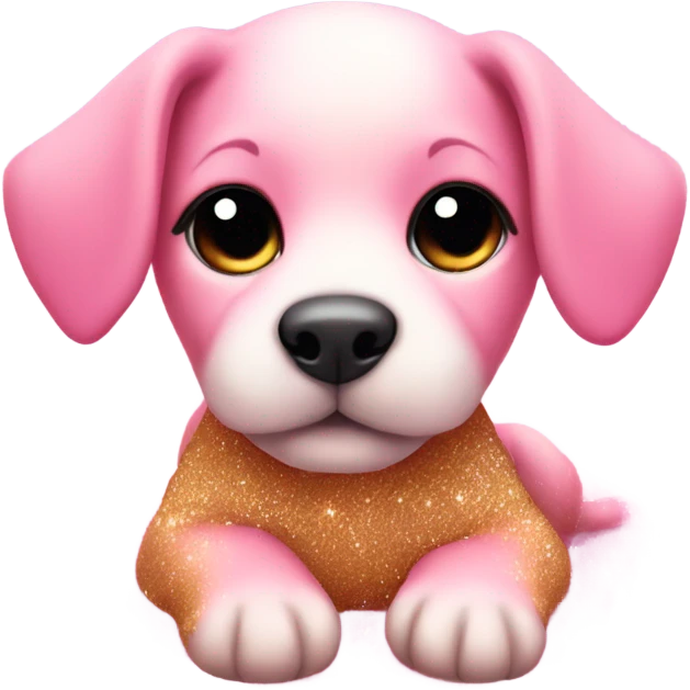 Pink ombre puppy lying down with glitter  emoji