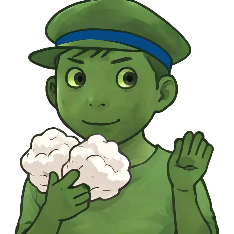 Japanese boy holding cotton with a hat emoji