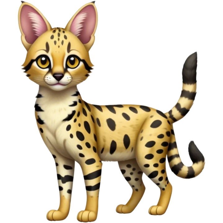 Colorful Serval-Genet-Ocelot-hybrid, full body emoji