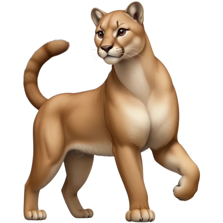 cinematic-[mountain lion]-realistic-full-body-standing-emoji,-muscular-frame-poised-with-grace,-tail-curved-slightly,-head-tilted-dramatically,-sleek-[tan]-fur-(or-majestic-mane-for-lions),-simplified-yet-realistic-focused-features,-highly-detailed,-glowing-with-an-almost-sarcastic-glow emoji